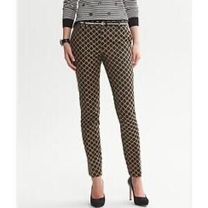 Banana Republic Women's Camden-Fit Jacquard Ankle Pant Black Tan Size 2